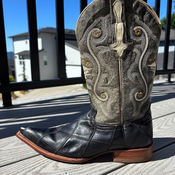 El General 1901 Western Cowboy Outdoor Rodeo Boots Black Leather Men's Size 7 - Picture 3 of 11